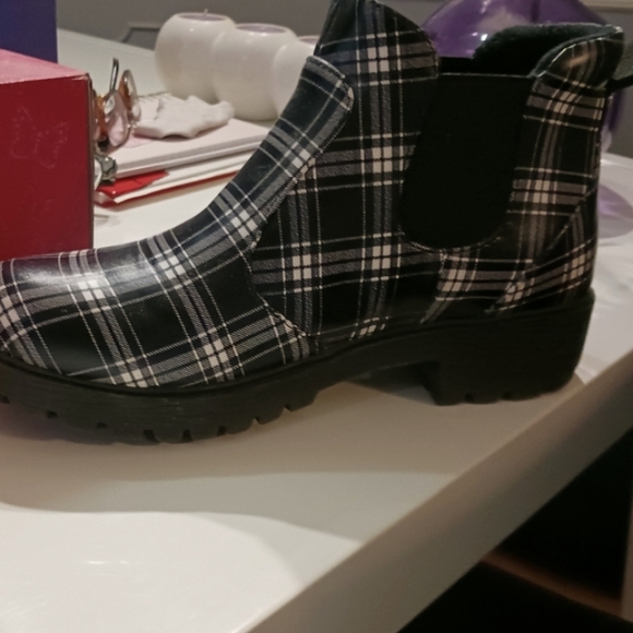 Alegria black plaid ankle boots size 38 8 - 8.5 - Picture 2 of 10